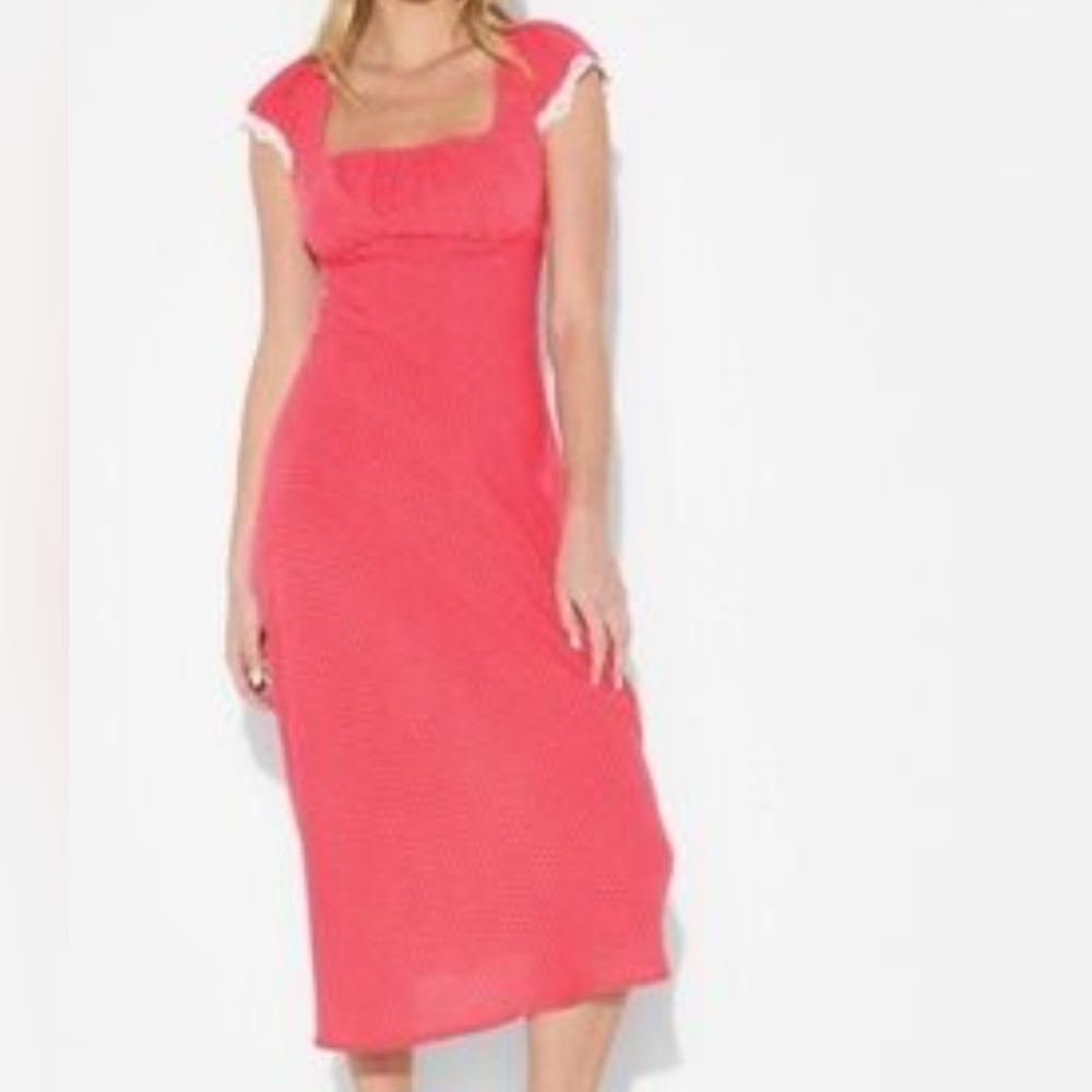NWT!! Wild Fable Red & White Polka Dot Vintage Style Midi Dress. Size S